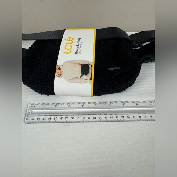 NWT Lole Jamie Teddy Belt Bag Black Faux Shearling Crossbody Cozycore Minimalist - Picture 5 of 7